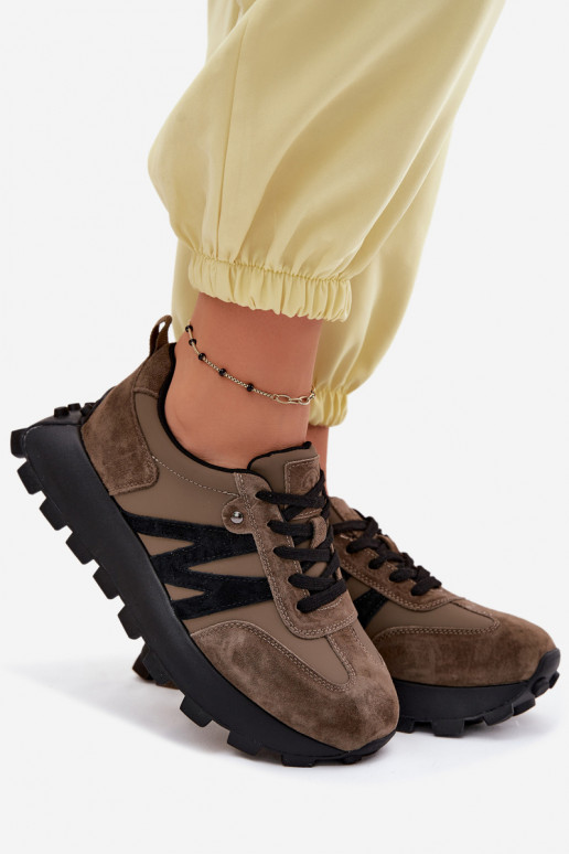 Pealhk seemisnakhsed Sneakers tüüpi jalanõud Pealiste omad platvormiga Vinceza 41520 khakivärvi