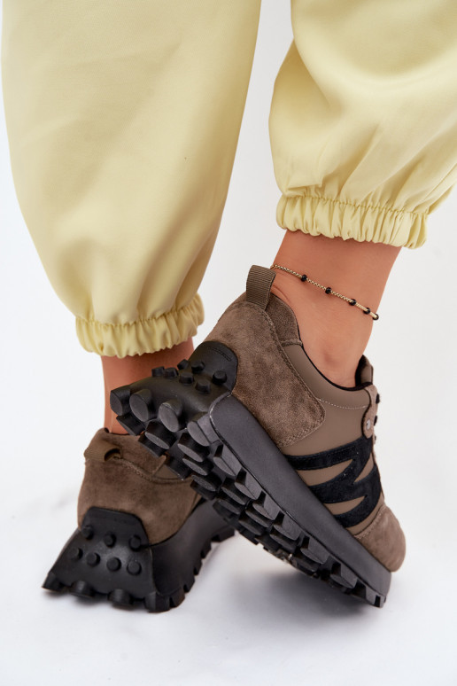 Pealhk seemisnakhsed Sneakers tüüpi jalanõud Pealiste omad platvormiga Vinceza 41520 khakivärvi