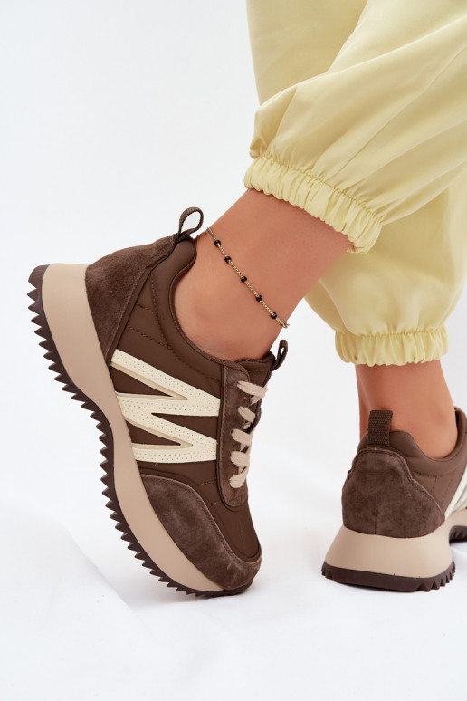 seemisnakhsed Sneakers tüüpi jalanõud Pealiste omad platvormiga Vinceza 41521 pruunid värvi