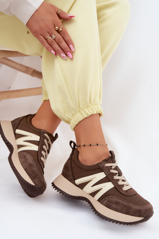 seemisnakhsed Sneakers tüüpi jalanõud Pealiste omad platvormiga Vinceza 41521 pruunid värvi