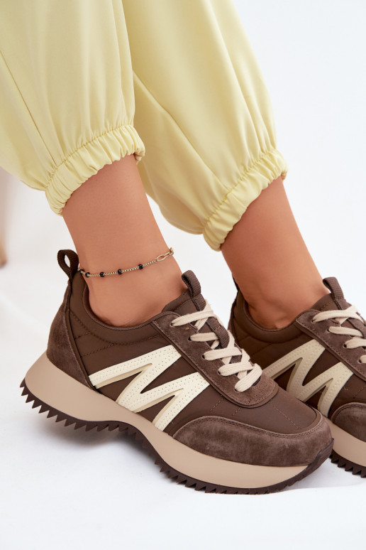 seemisnakhsed Sneakers tüüpi jalanõud Pealiste omad platvormiga Vinceza 41521 pruunid värvi