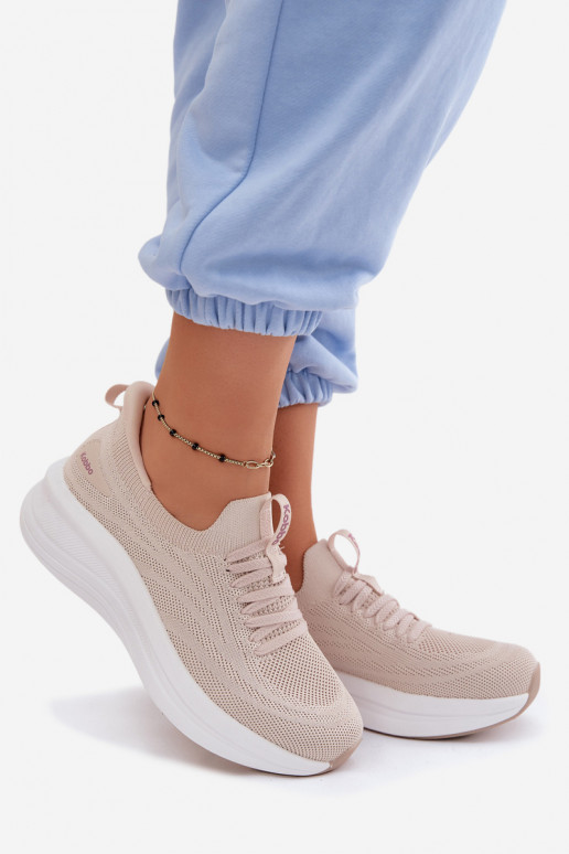 Riidest spordijalatsid Sneakers tüüpi jalanõud Pealiste omad Slip-on Kobbo 102425 beeži värvi