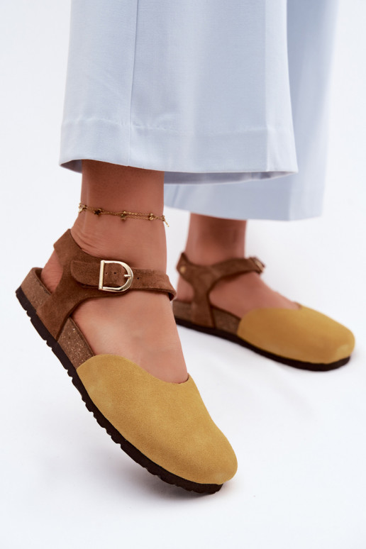 Pealhk Seemisnahksed sandaalidZakrytymi Palcami Sellel onciejka H7365-07 Kollased