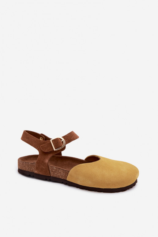 Nahk-nahk sandaalid suletud varbadaga Tai turiciejka H7365-07 kollane