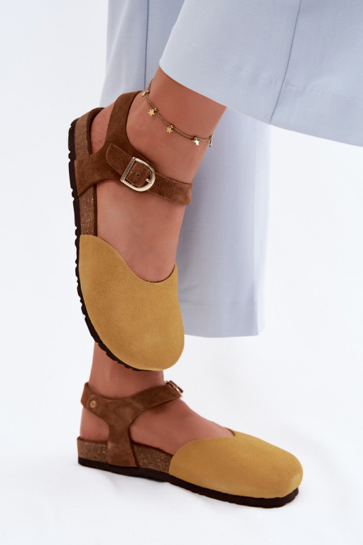 Pealhk Seemisnahksed sandaalidZakrytymi Palcami Sellel onciejka H7365-07 Kollased