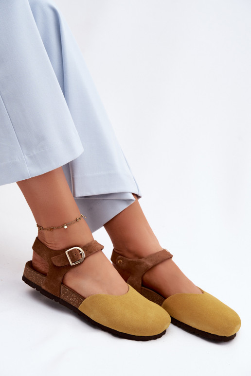 Pealhk Seemisnahksed sandaalidZakrytymi Palcami Sellel onciejka H7365-07 Kollased