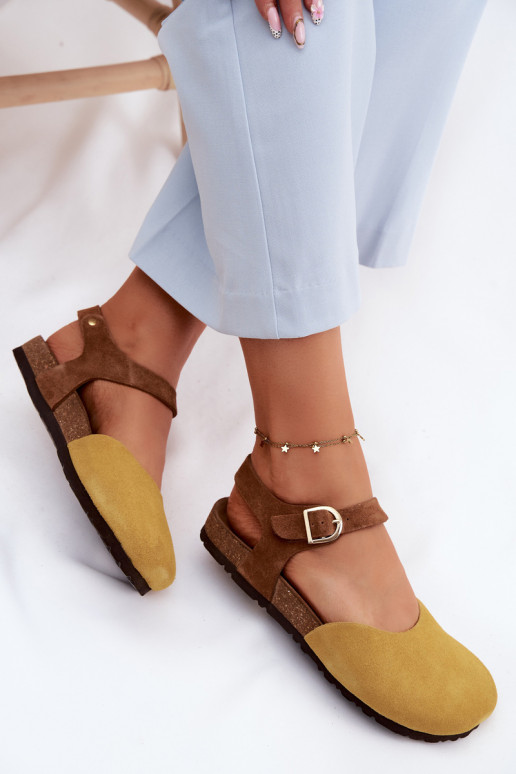 Pealhk Seemisnahksed sandaalidZakrytymi Palcami Sellel onciejka H7365-07 Kollased