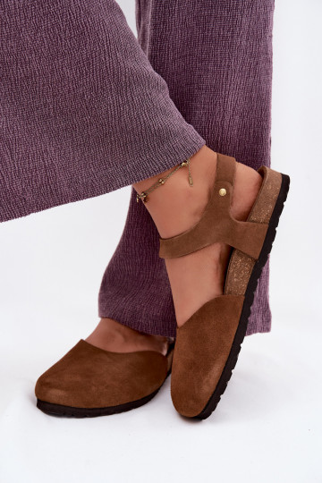 Pealhk Seemisnahksed sandaalidZakrytymi Palcami Sellel onciejka H7365-02 pruunid värvi