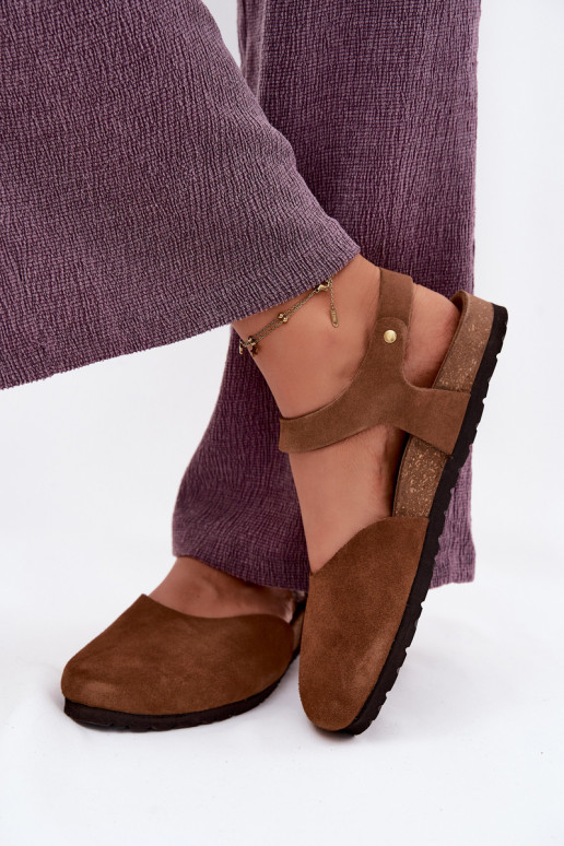 Pealhk Seemisnahksed sandaalidZakrytymi Palcami Sellel onciejka H7365-02 pruunid värvi