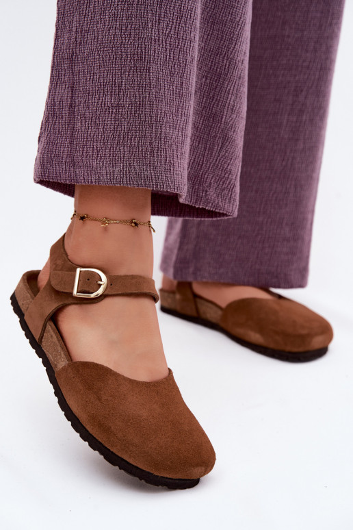 Pealhk Seemisnahksed sandaalidZakrytymi Palcami Sellel onciejka H7365-02 pruunid värvi