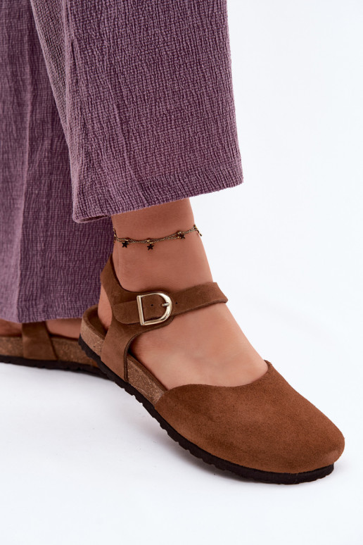 Pealhk Seemisnahksed sandaalidZakrytymi Palcami Sellel onciejka H7365-02 pruunid värvi