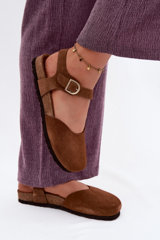 Pealhk Seemisnahksed sandaalidZakrytymi Palcami Sellel onciejka H7365-02 pruunid värvi