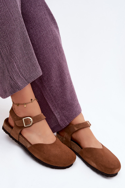 Pealhk Seemisnahksed sandaalidZakrytymi Palcami Sellel onciejka H7365-02 pruunid värvi