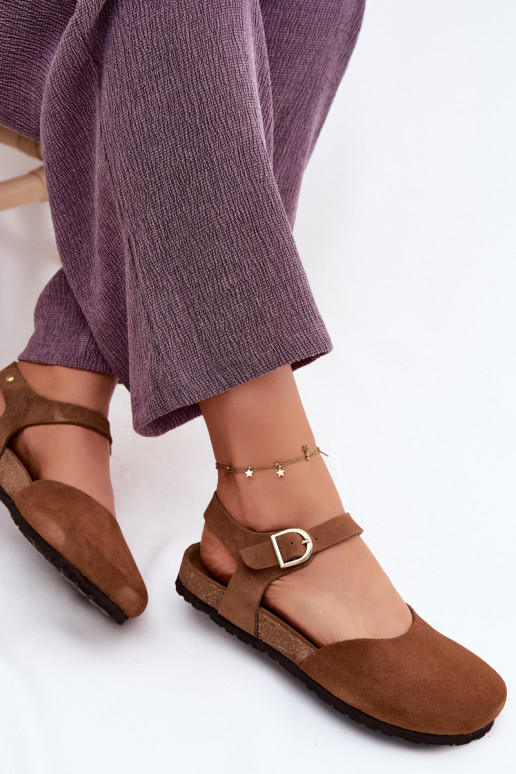 Pealhk Seemisnahksed sandaalidZakrytymi Palcami Sellel onciejka H7365-02 pruunid värvi