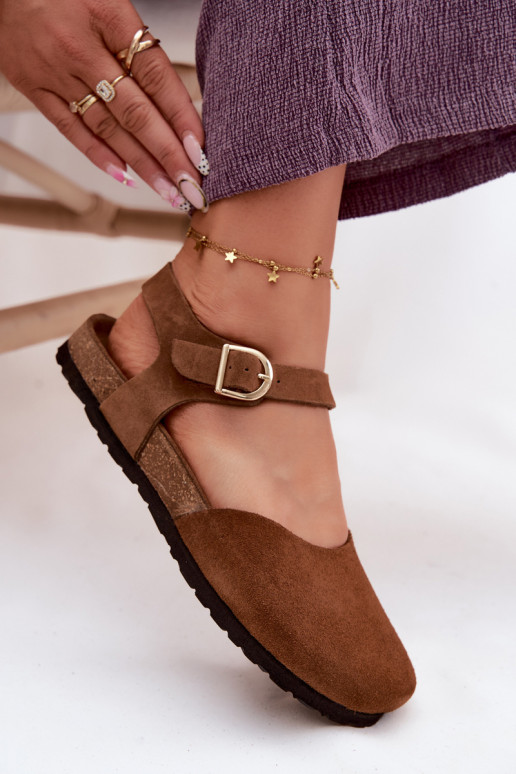 Pealhk Seemisnahksed sandaalidZakrytymi Palcami Sellel onciejka H7365-02 pruunid värvi