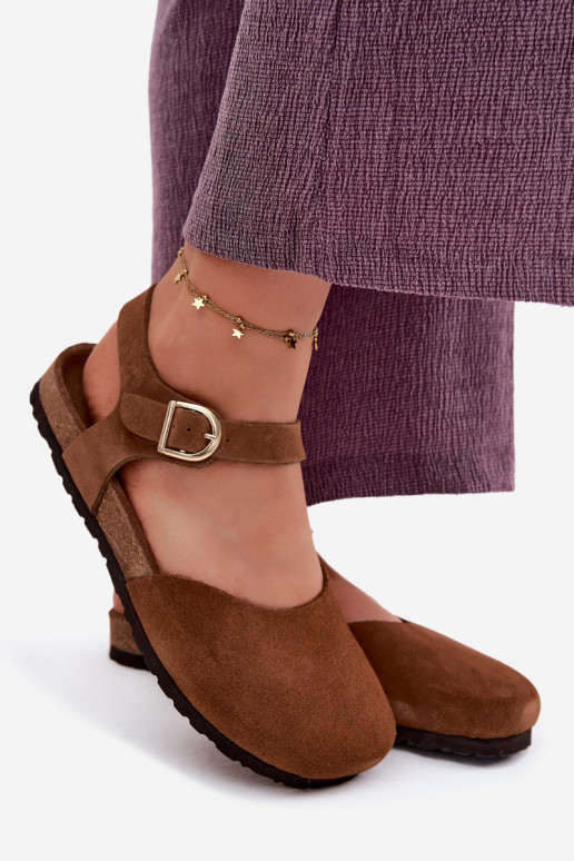 Pealhk Seemisnahksed sandaalidZakrytymi Palcami Sellel onciejka H7365-02 pruunid värvi