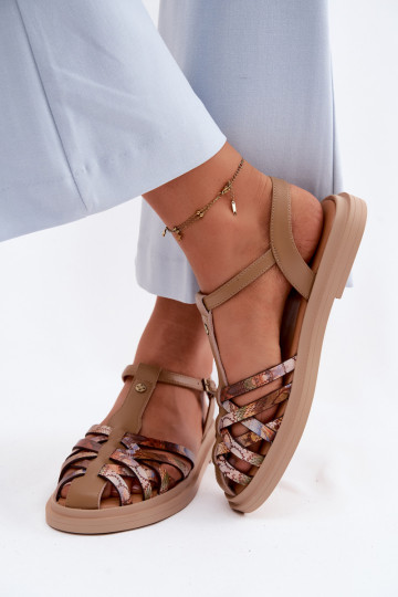 Pealhk Sellel ondalad sandaalid Triipudega Sellel onciejka K7442-04 beeži värvi 2