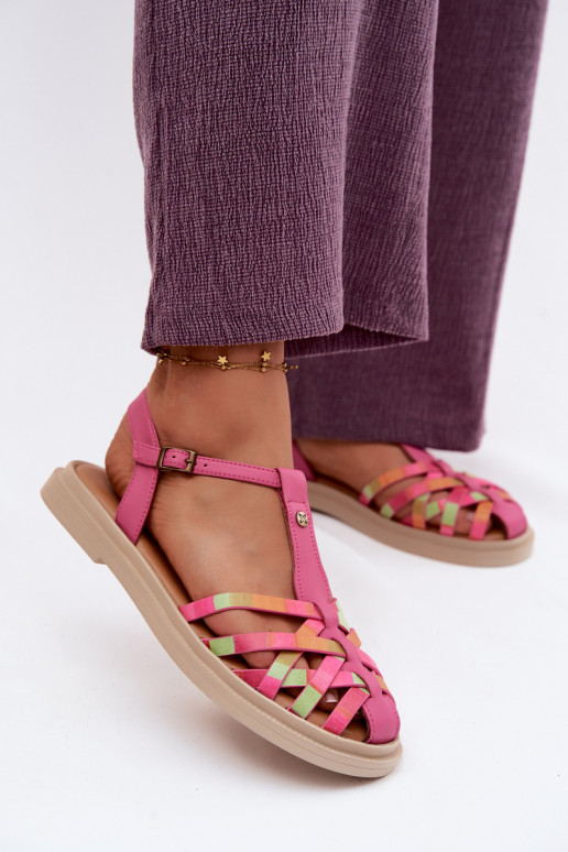 Pealhk Sellel ondalad sandaalid Triipudega Sellel onciejka K7442-15 Tumeroosad värvi