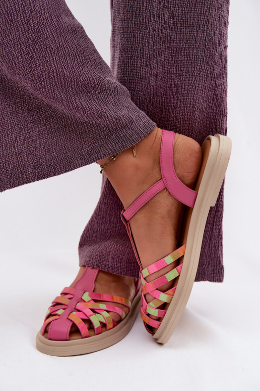 Pealhk Sellel ondalad sandaalid Triipudega Sellel onciejka K7442-15 Tumeroosad värvi