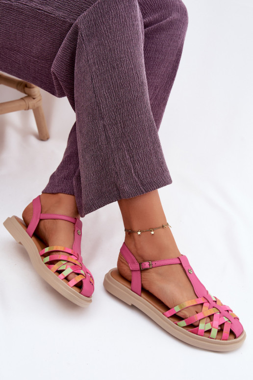 Pealhk Sellel ondalad sandaalid Triipudega Sellel onciejka K7442-15 Tumeroosad värvi