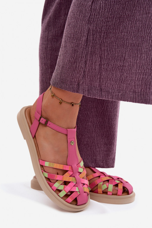 Pealhk Sellel ondalad sandaalid Triipudega Sellel onciejka K7442-15 Tumeroosad värvi