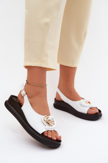 Pealhk Platvormiga sandaalid kaunistustega S.Barski KV61-6047 valget värvi 2