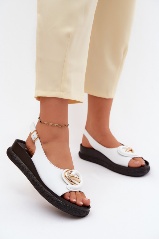 Pealhk Platvormiga sandaalid kaunistustega S.Barski KV61-6047 valget värvi