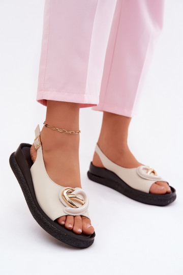 Pealhk Platvormiga sandaalid kaunistustega S.Barski KV61-6047 beeži värvi 2