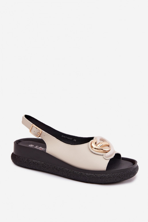 Pealhk Platvormiga sandaalid kaunistustega S.Barski KV61-6047 beeži värvi