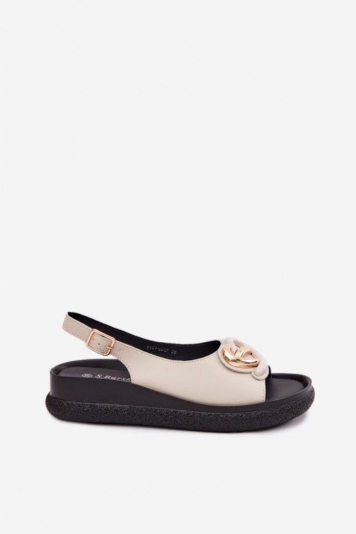 Pealhk Platvormiga sandaalid kaunistustega S.Barski KV61-6047 beeži värvi