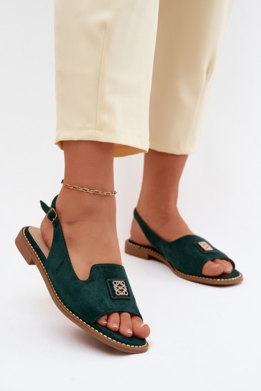 Pealistesandaalid laiade nööridega Koos Ornate Detalem S.Barski KV61-6015 Rohelist värvi