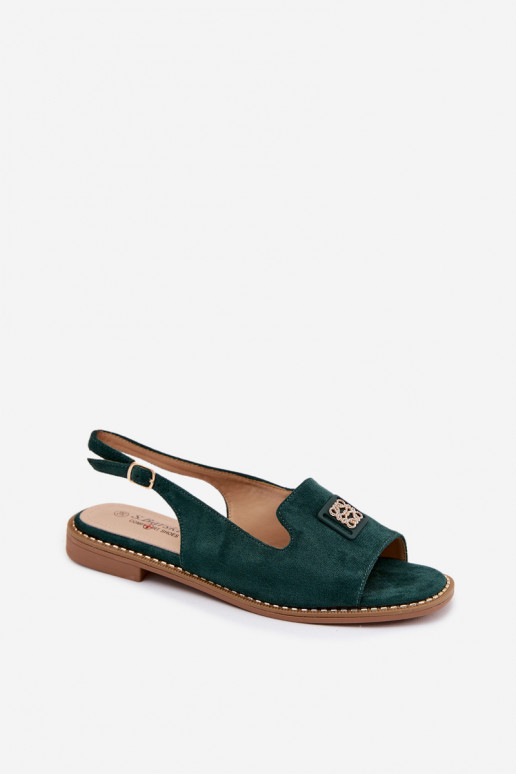 Pealistesandaalid laiade nööridega Koos Ornate Detalem S.Barski KV61-6015 Rohelist värvi