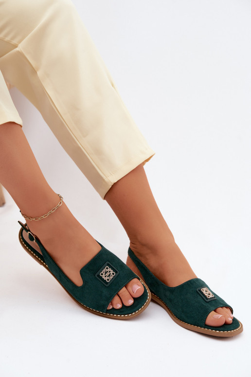 Pealistesandaalid laiade nööridega Koos Ornate Detalem S.Barski KV61-6015 Rohelist värvi