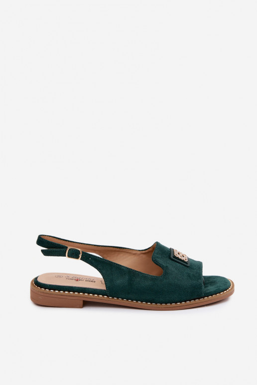 Pealistesandaalid laiade nööridega Koos Ornate Detalem S.Barski KV61-6015 Rohelist värvi