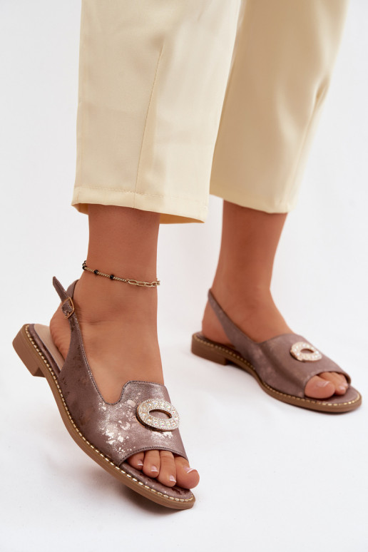 Sellel ondalad sandaalid kaunistustega S.Barski KV61-6040 pruunid värvi