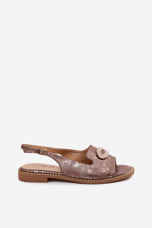 Sellel ondalad sandaalid kaunistustega S.Barski KV61-6040 pruunid värvi