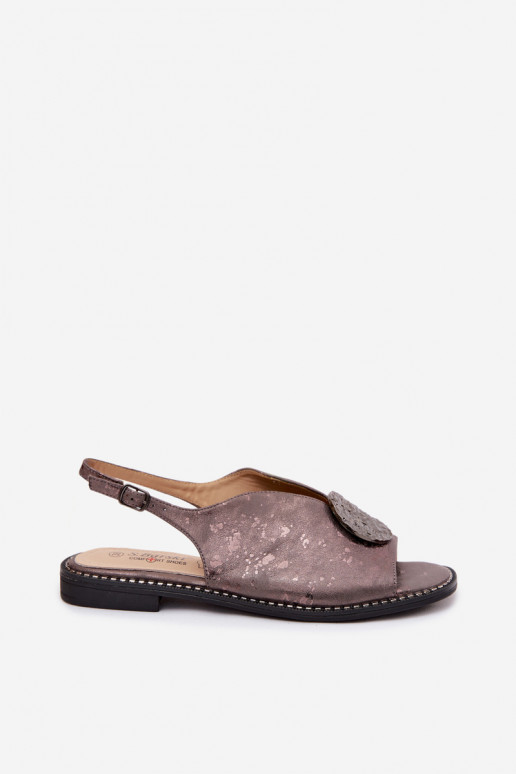 Pealistesandaalid laiade nööridega kaunistustega S.Barski KV61-6035 halli värvi