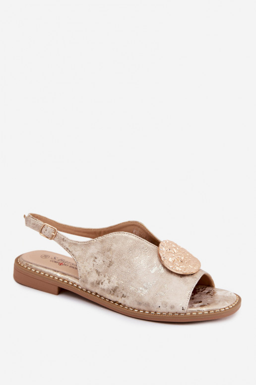 Pealistesandaalid laiade nööridega kaunistustega S.Barski KV61-6035 Kuldset värvi