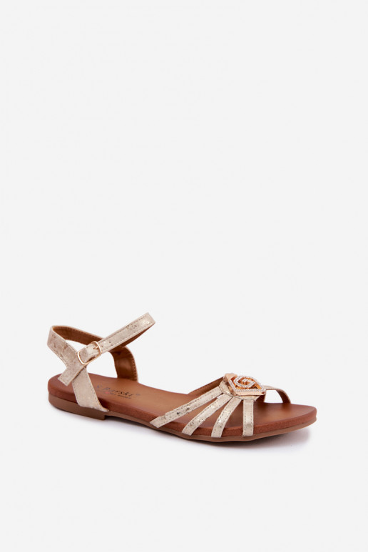 Sellel ondalad sandaalid Triipudega Ja Dekoratsioon S.Barski KV61-6056 Kuldset värvi