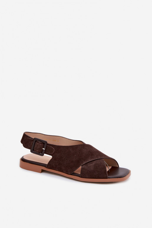 Pealhk Seemisnahksed sandaalid laiade nööridega D&A JC61-1001 Czekoladosissee