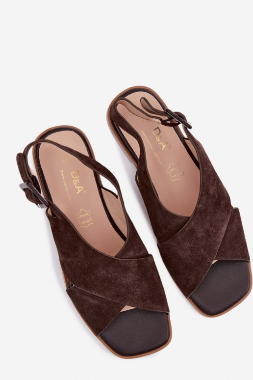 Pealhk Seemisnahksed sandaalid laiade nööridega D&A JC61-1001 Czekoladosissee