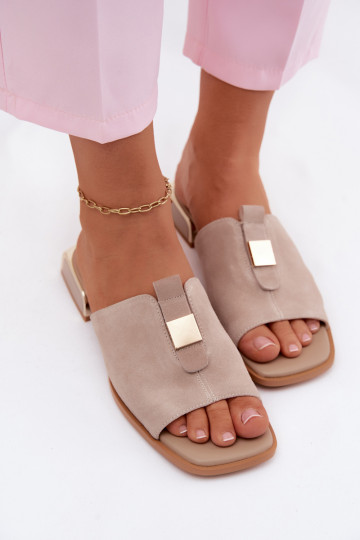 Elegantsed naiste plätud Pealturaalsest nahastosissea D&A JC61-1002 beeži värvi