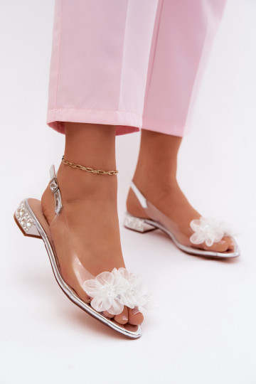 Külgedelt läbipaistvad sandaalid kristallidega I Siateczkosisseymi Lillami D&A MR61-9006 Hõbedat värvi 2