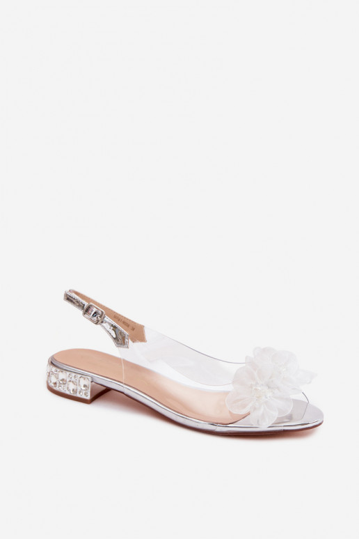 Külgedelt läbipaistvad sandaalid kristallidega I Siateczkosisseymi Lillami D&A MR61-9006 Hõbedat värvi