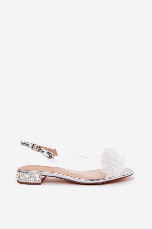 Külgedelt läbipaistvad sandaalid kristallidega I Siateczkosisseymi Lillami D&A MR61-9006 Hõbedat värvi