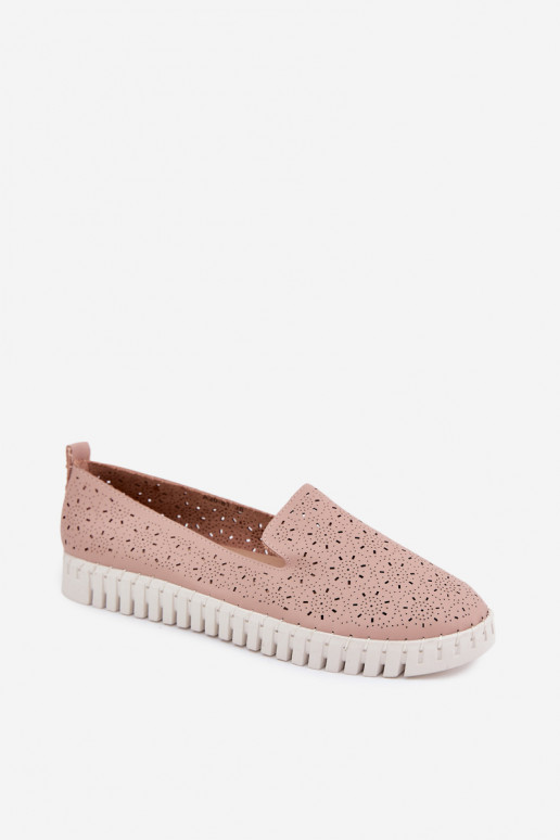 Roosa värvi perforatsiooniga slip-on kingad Salty