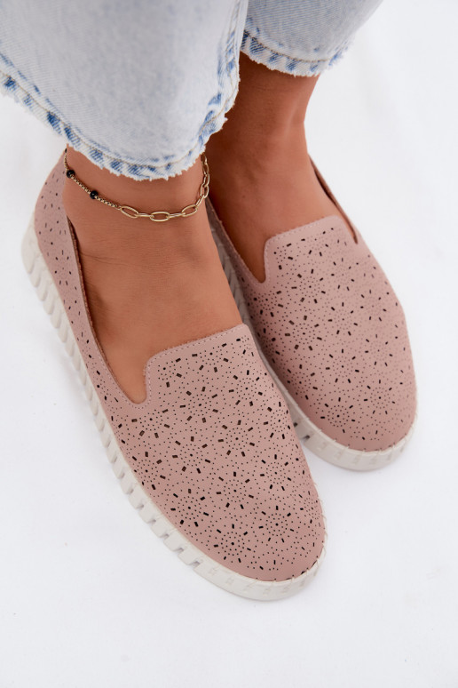 Roosa värvi perforatsiooniga slip-on kingad Salty