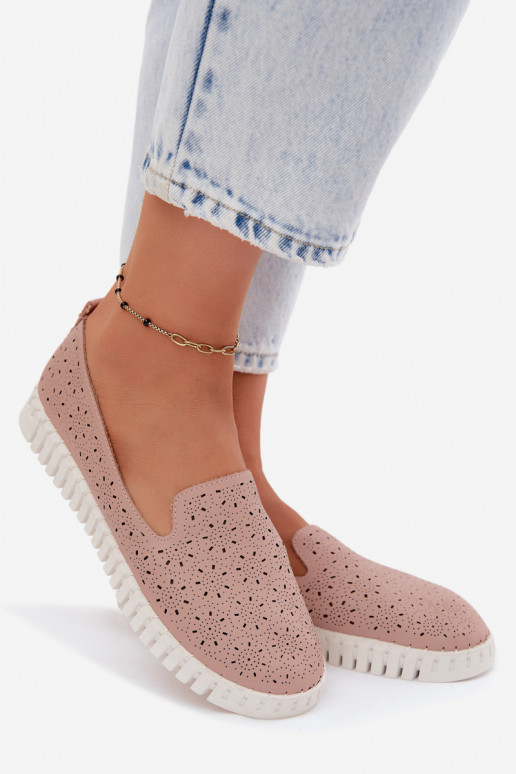 Roosa värvi perforatsiooniga slip-on kingad Salty