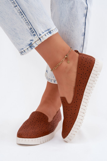 Ažuurne Slip-on jalatsid Pealiste omad pruunid värvi Salty