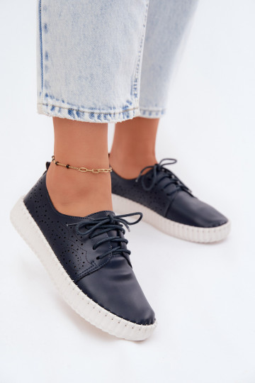 Ažuurne jalatsid Pealiste omad nööritavad tumesinist värvi Pearla 2